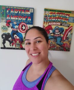 Ceza in front of Captain America posters