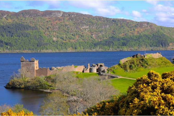 Picture of Urquhart Castle by Loch Ness. View at pilates and cookery retreat