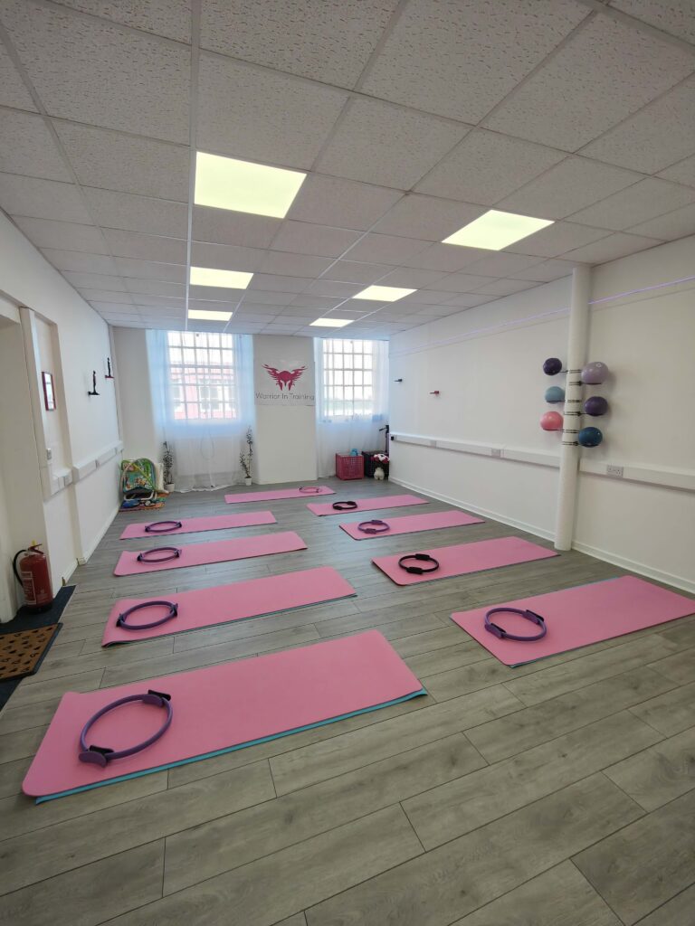 Room with mats laid out