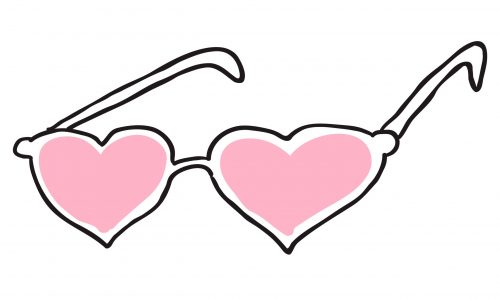 Rose colored glasses - symbol of hope, happiness and love